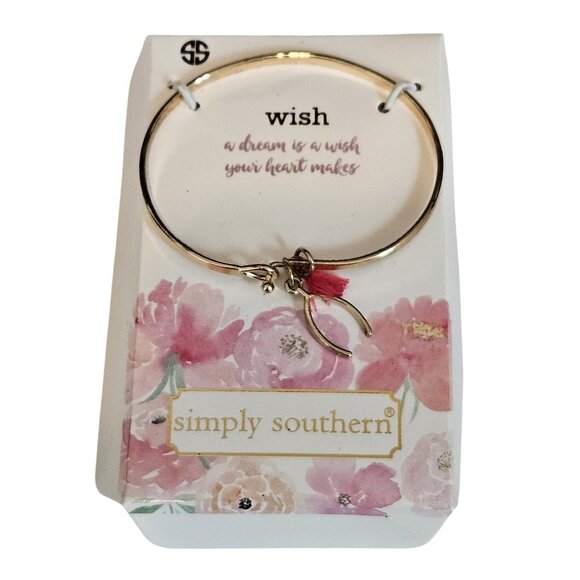 Simply Southern Gold Tone Wishbone Bracelet a dream is a wish your heart makes - Picture 1 of 3